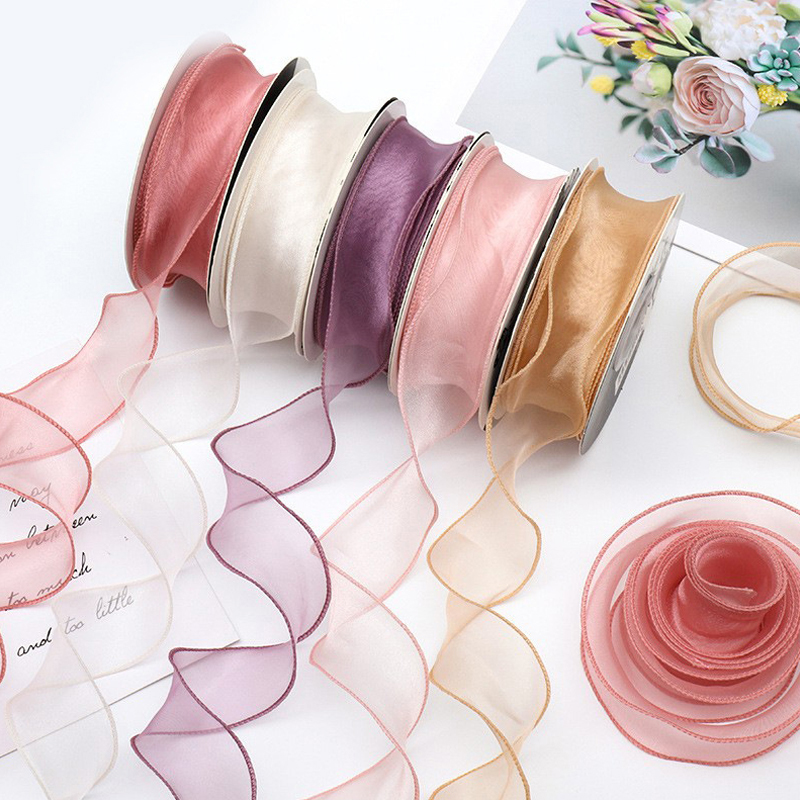 Ribbon Organza Roll - شريط حرير شفاف لتغليف الهدايا ،