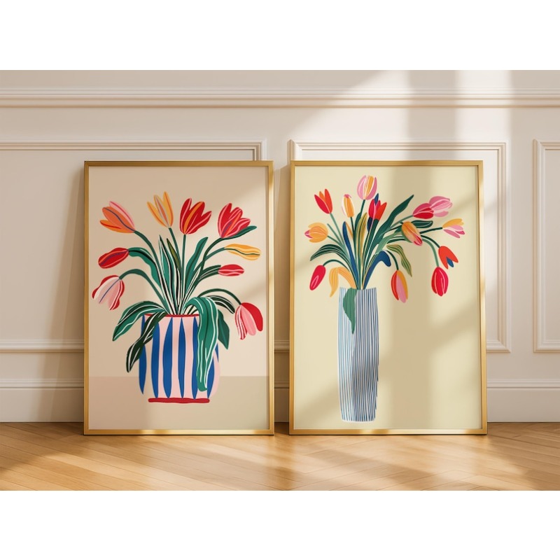 Florist Supply Vases - قطعتان من لوحات جدارية قماشية لزهور