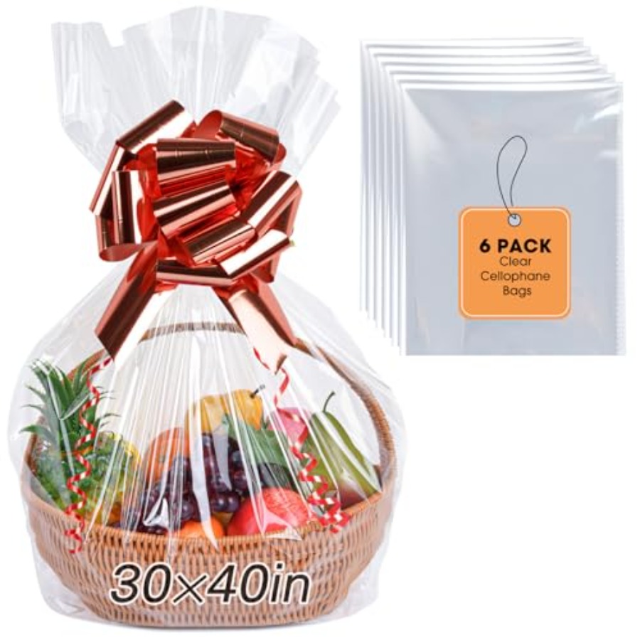 6 قطع من أكياس السيلوفان كبيرة - مراجعة Cellophane Wrap Clear وسعره